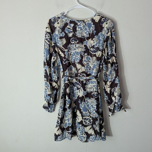Reiss Abbie Floral Printed Mini Dress in Blue Women's Size 2 - Picture 4 of 12